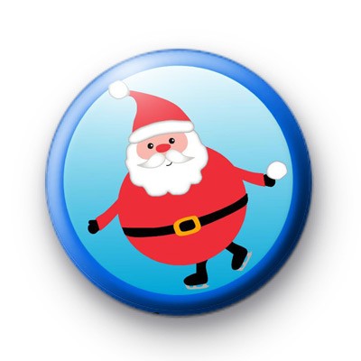 Ice Skating Santa Claus Badge