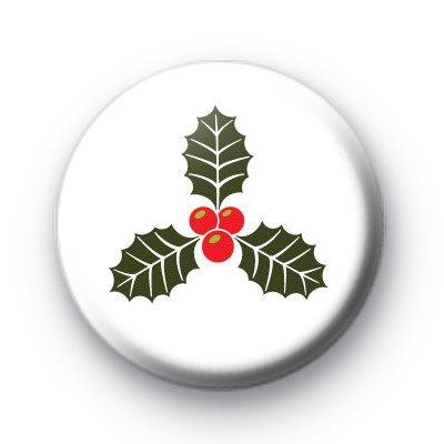 Traditional Festive Holly Button Badge