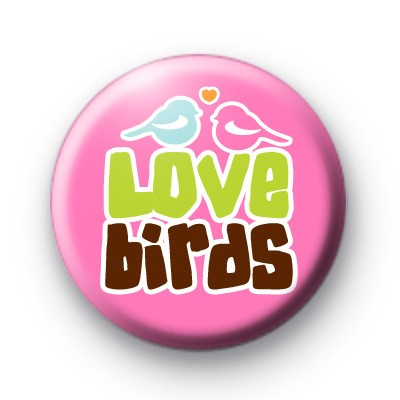 Kitsch Pink Love Birds Button Badge