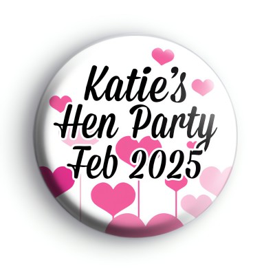 Pink Hearts Hen Party Badge