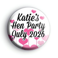 Pink Hearts Hen Party Badge