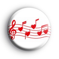 Red Love Heart Musicical Notes Badges