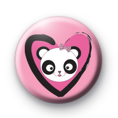 Love Heart Panda Bear Badge