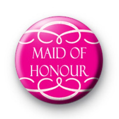 Pink Maid of Honour Swirl Badge
