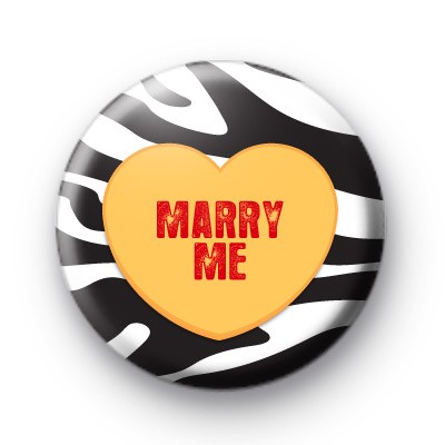 Marry Me Love Heart Badge