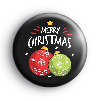 Black Merry Christmas Baubles Badge
