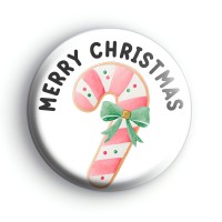 Merry Christmas Pink Coquette Candy Cane Badge Button Badges