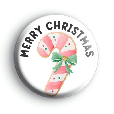 Merry Christmas Pink Coquette Candy Cane Badge