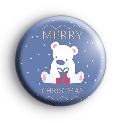 Relaxed Merry Christmas Teddy Bear Badge