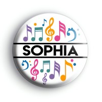 Custom Name Rainbow Music Notes Badge