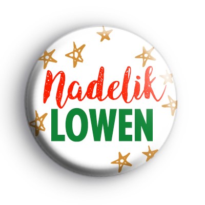 Nadelik Lowen Cornish Merry Christmas Badge