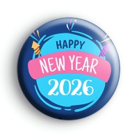 Happy New Year 2026 Pink and Blue Badge