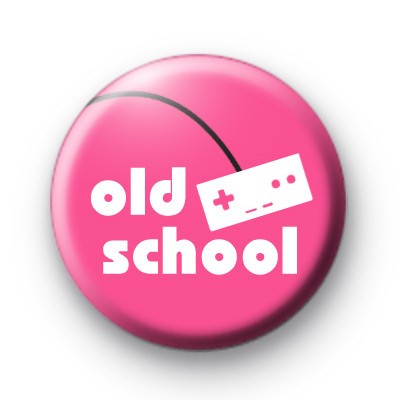 Pink Old School Button Badges