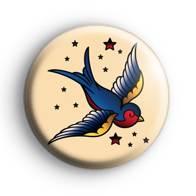 Old School Swallow Tattoo Button Badges