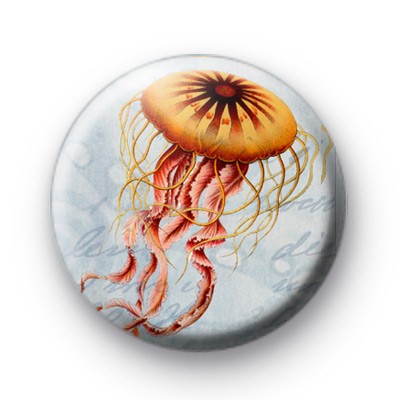 Orange Jelly Fish Button Badges