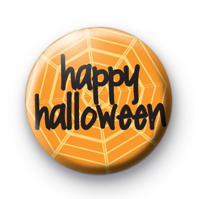 Happy Halloween Orange Spiders Web badge