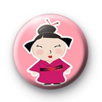 Pink Cute Oriental Girl Badge