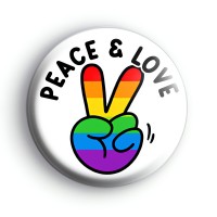 Peace and Love Rainbow Hand Badge