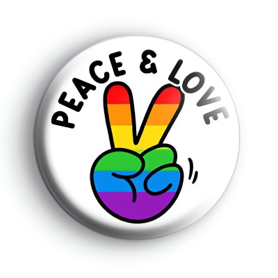 Peace and Love Rainbow Hand Badge