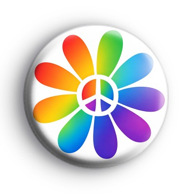 Rainbow Peace Flower Badges