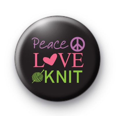 Peace Love Knit Button Badges