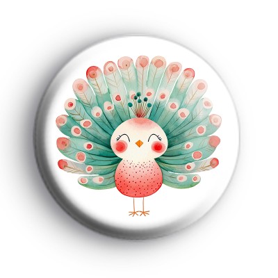 Peacock Cute Button Badge