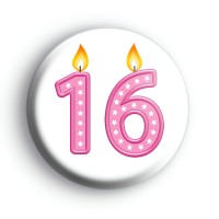 16th Candles Pink Birthday Age Badge