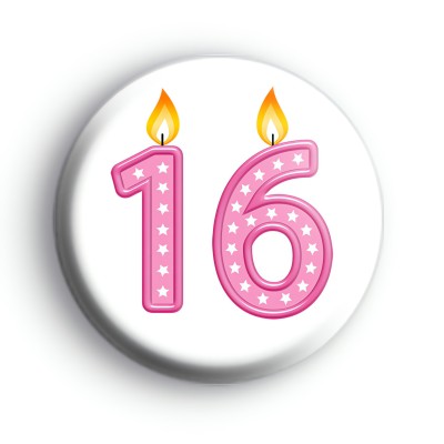 16th Candles Pink Birthday Age Badge