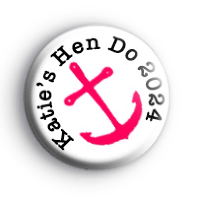 Pink Anchor Nautical Hen Do Badge