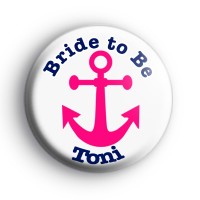 Pink Anchor Blue Text Hen Party Badge