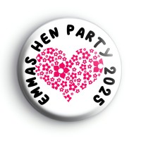 Custom Pink Heart Hen Party Badge