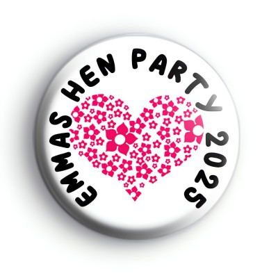 Custom Pink Heart Hen Party Badge