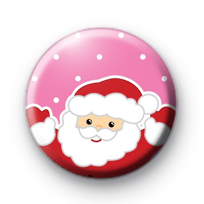 Pink Jolly Father Christmas Badge