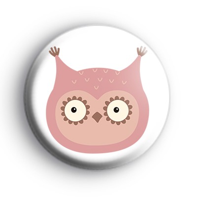 Pink Owl Face Badge