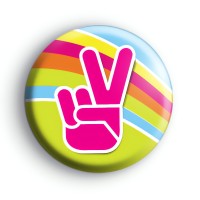 Pink Peace Hand Symbol Badge