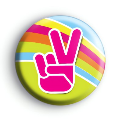 Pink Peace Hand Symbol Badge