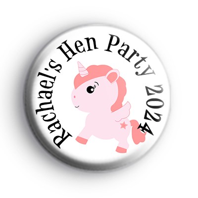Pink Unicorn Hen Party Badge
