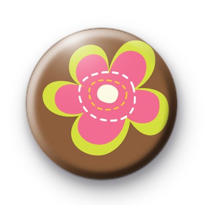Green and Pink Floral Flower Badge