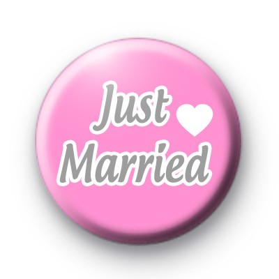 Pink and Grey Just Married badge