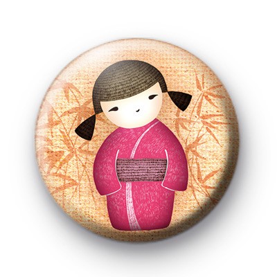 Pink Asian Kawaii Girl Badges