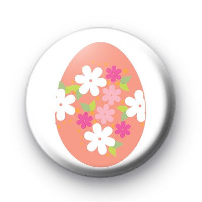 Pink Floral Easter Egg Badge