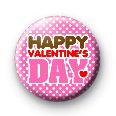 Pink Happy Valentines Day Button Badges
