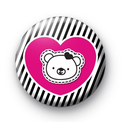 Pink Heart Bear Badge