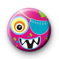 Pink One Eyed Monster Button Badges