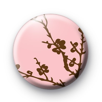 Brown and Pink Blossom Pattern Badge