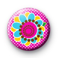Pinky Pink Flower Button Badges