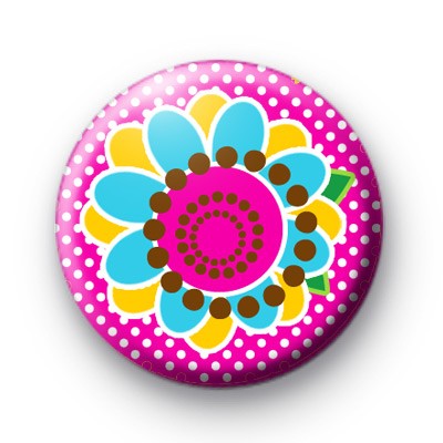 Pinky Pink Flower Button Badges