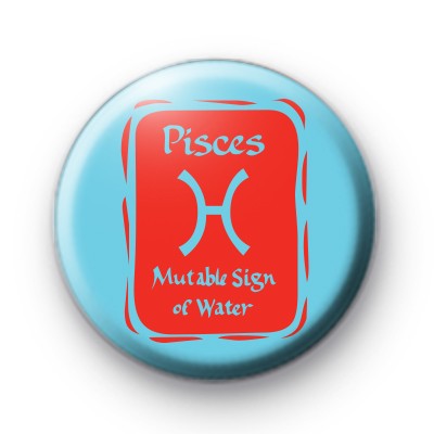 Zodiac Symbol Pisces Button Badge