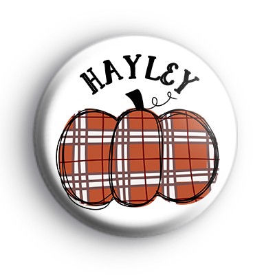 Personalised Plaid Pumpkin Name Badge