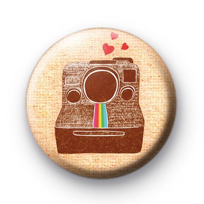 Classic Polaroid Camera Button Badge